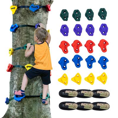 TEMU Vevor Climbing Kit, 20 Tree Climbing Holds And 6 Ratchet Straps, Large Climbing Rocks For Kids And Adults Climber, Colors And Shapes, For Outdoor Obstacle Training