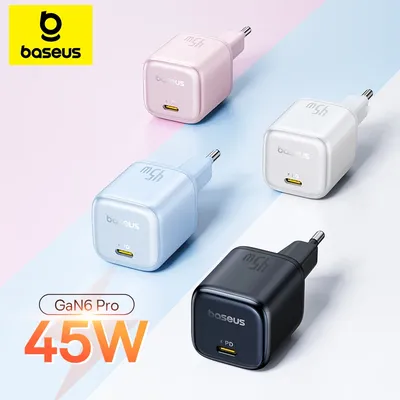 Baseus 45 W PD Ladegerät für iPhone 17 16 15 Pro Max Samsung Galaxy Schnellladegerät GaN Ladegerät USB C Ladegerät Tragbares Telefon Ladegerät