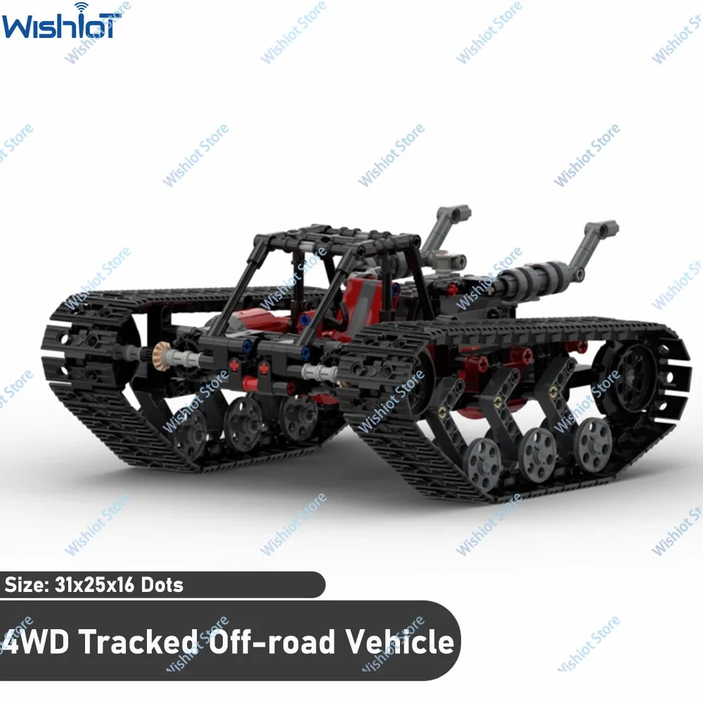 MOC 4 Räder Antrieb Kettenfahrzeug Bausteine High Speed Off-road Tank Bagger Chassis 4PCS L Motor APP Fernbedienung Image