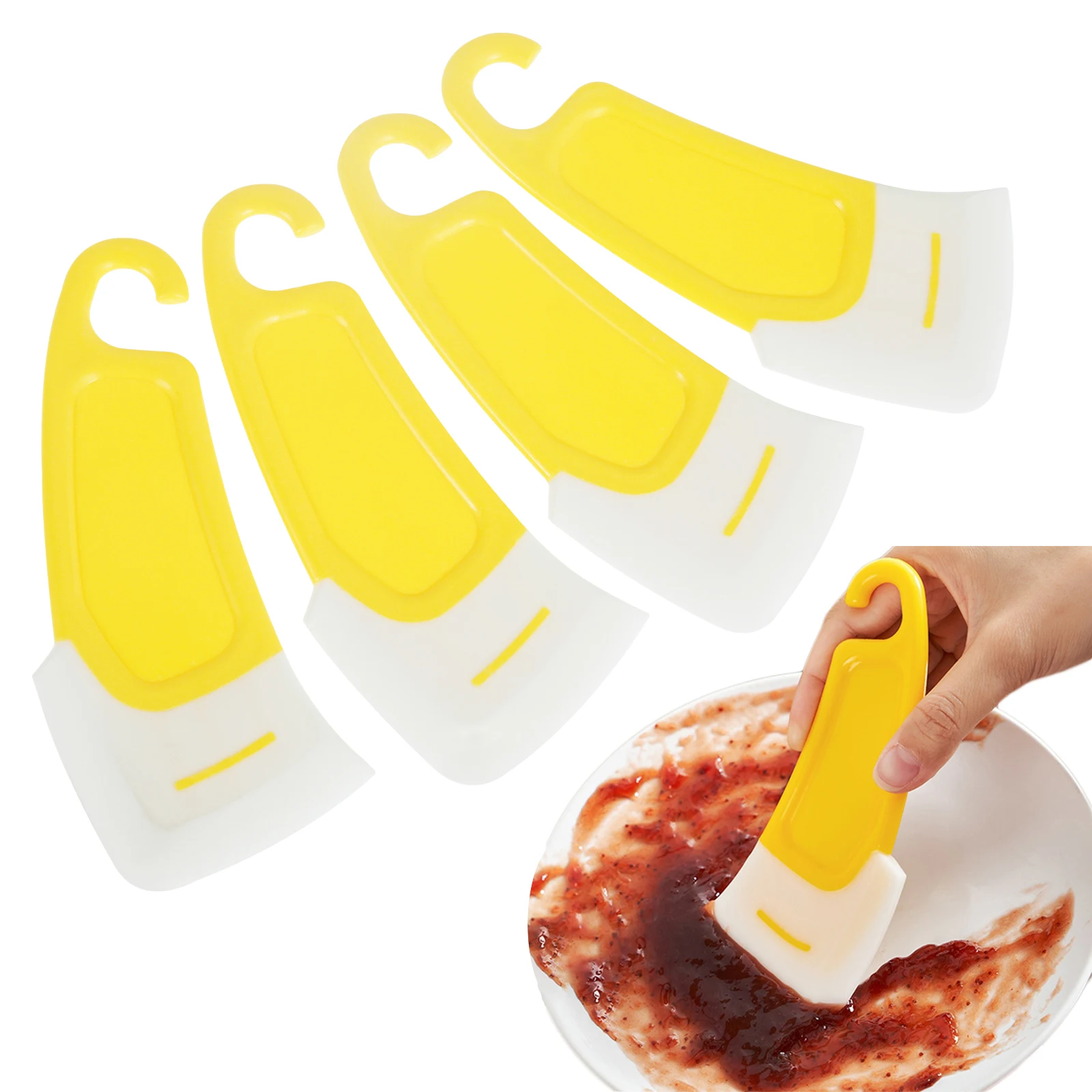 4Pcs Silikon Schaber Lebensmittel Rückstände Flecken Topf Bratpfanne Gericht Öl Platte Reinigung Pinsel Küche Weiche Klingen Werkzeuge Image