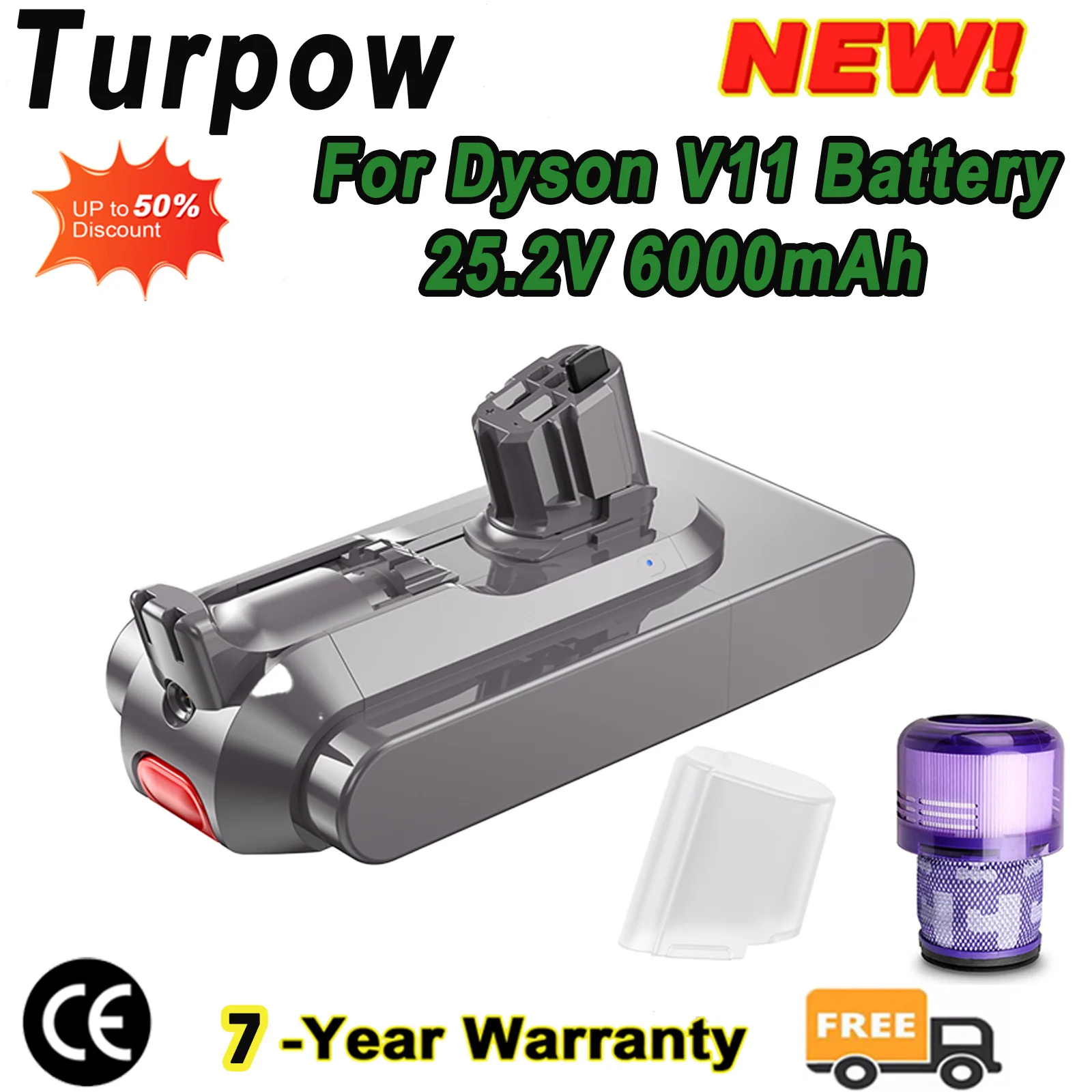 25,2 V 6000 mAh für Dyson V11 Akku für Dyson V11 SV14 SV15 Absolute V11 Fluffy Cyclone V11 Staubsauger Image