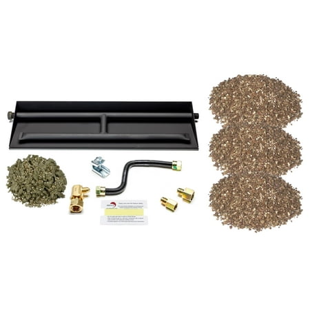 24 Vented LP Gas Log Fireplace Heavy-Duty Dual Row Gas Burner with Deluxe Kit