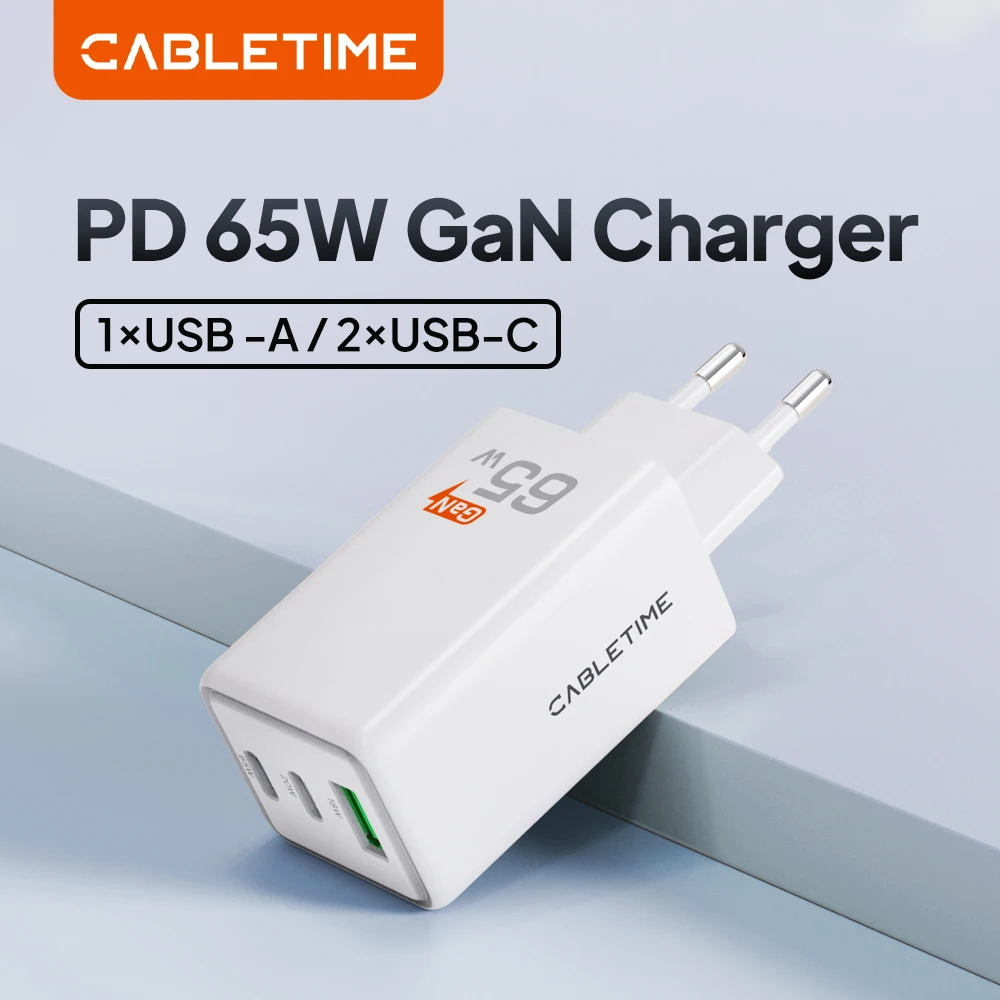 CABLETIME GaN Caricatore 65W Quick Charge 4.0 3.0 USB C PD Caricatore per MacBook Air iPhone 16 15 14 iPAD Tablet PD Caricatore rapido