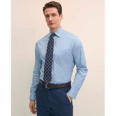 Brooks Brothers Men's Egyptian Cotton Broadcloth Ainsley Collar, Ground Stripe Dress Shirt | Blue | Size 15½ 33
