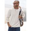 Strickpullover H.I.S, Herren, Gr. L (52/54), beige (beige meliert), Feinstrick, Obermaterial: 60% Baumwolle, 40% Polyester, meliert, casual, regular fit normal, Rundhals, Langarm Rollkanten, Pullover, Pullover mit hochwertiger Halslochverarbeitung...