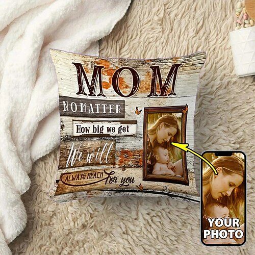 Benutzerdefinierter Foto-Kissenbezug Muttertag Personalisierte Mama Porträt Kissenbezug Wurfkissen Ideales Geschenk Personalisierte Liebesgeschenke Image