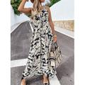 Damen Maxi Kleid Korsett Kleid Strandkleid A-Linien Kleid Sommer Kleid Slip Kleid Melkkäufer Kleid Urlaub Strand Urlaub Täglicher Regular Fit Floral Ärmellos V-Ausschnitt Weiß Blau Grün Sommer