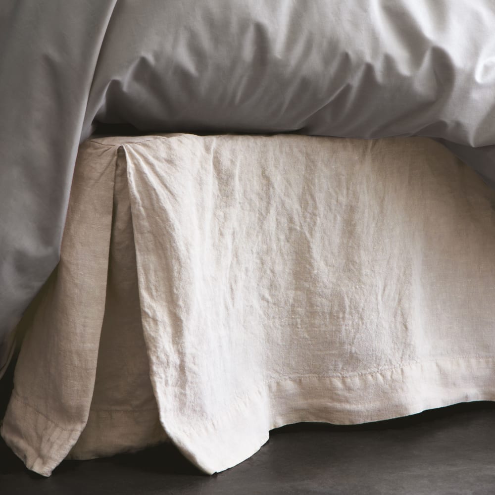 Cache sommier en lin lavé Ficelle 140x200cm