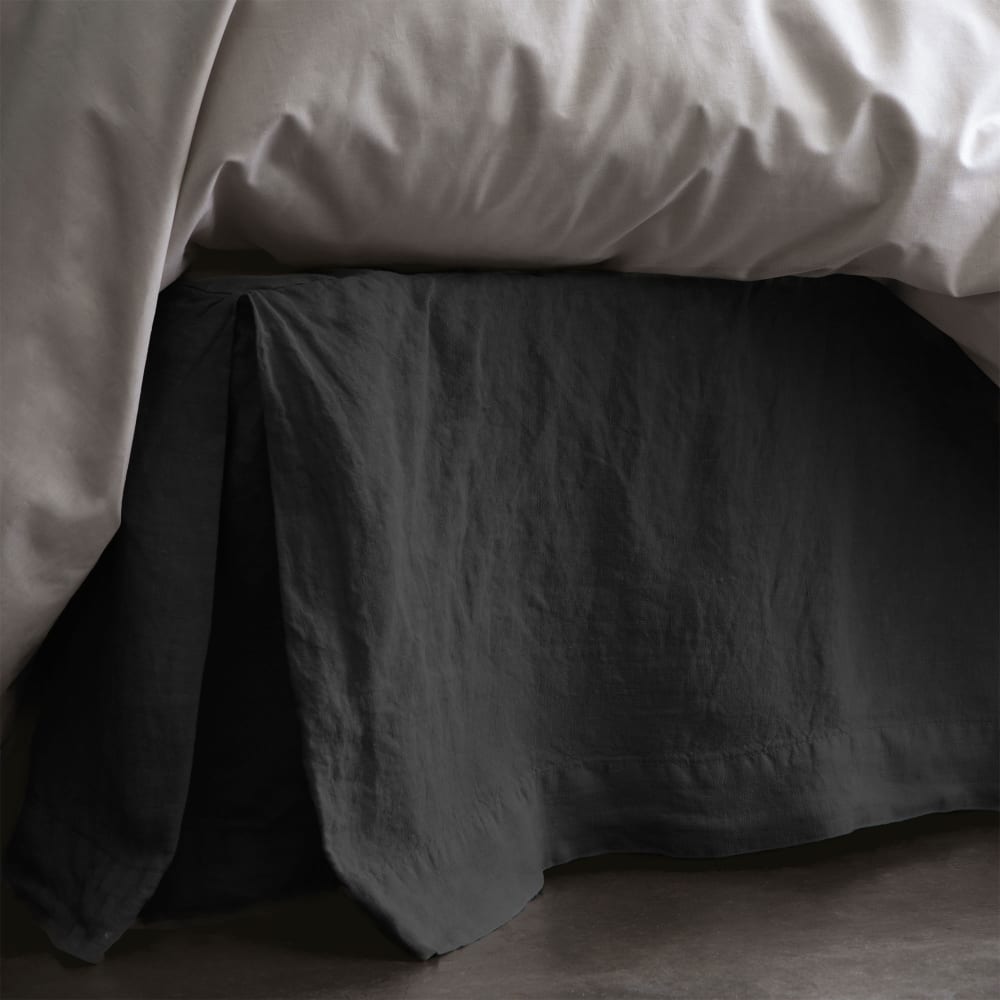 Cache sommier en lin lavé Graphite 180x200cm