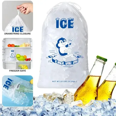 10pcs Drawstring Ice Storage Bags Low Temperature Resistant Ice Cube Beer Juice Bags Leak-Proof Ice