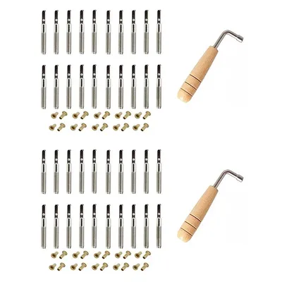 40 Pcs Tuning Pin Nails And 40Pcs Rivets,With L-Shape Tuning Wrench,For Lyre Harp Small Harp Musical Stringed Instrument