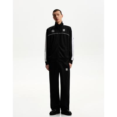 Bershka Embroidered Technical Trousers Men L Black