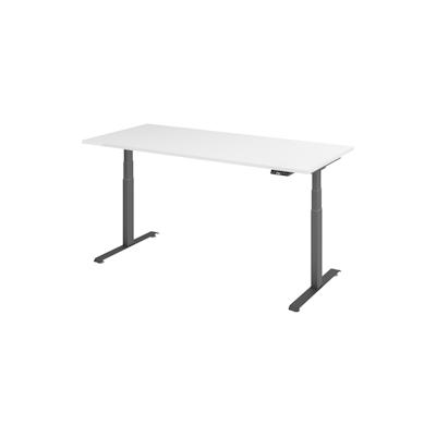 bümö höhenverstellbarer Schreibtisch 180 x 80 cm in weiß, Gestell graphit - Höhenverstellbar Elektrisch Stehpult mit 3-fach Speicher, Computertisch, Image