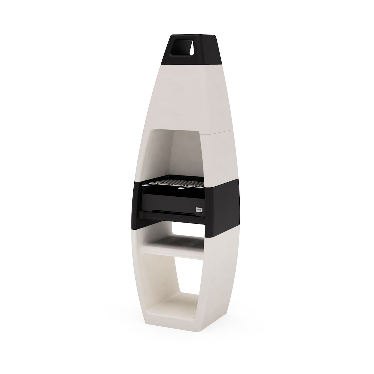 MAESTRO FERRETERO MF - Kompletter Holz- und Holzkohlegrill Modell EGO (Schwarz und Weiß - 60 x 47 x 195 cm) REF: 8003 Image