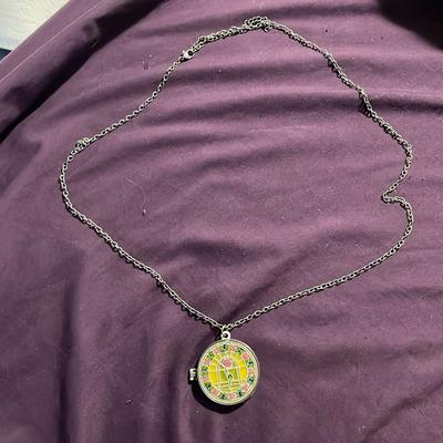 Disney Jewelry | Disney Beauty And The Beast Rose Stained Glass Locket | Color: Gold/Silver | Size: Os