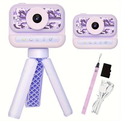 TEMU Mini Digital Camera, Stand Children's Camera, 2.4-inch Hd Screen, Usb Charging, Children's Birthday Gift, Brand New Gift Set, Suitable For Children 3-8 Years Old Birthday Gift