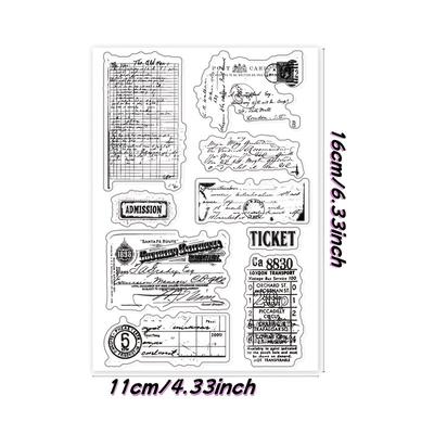 TEMU 1pc Vintage Ticket Transparent Stamp For Card Making Diy, Scrapbooking Album Journal Craft Notebook Decoration Drawing Tool, Pvc Material