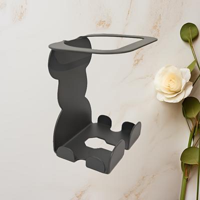 TEMU Wall-mounted Holder For Electric Razors Carbon Steel Without Nails, A Multifunctional Organizer For The Bathroom That Offers Storage.