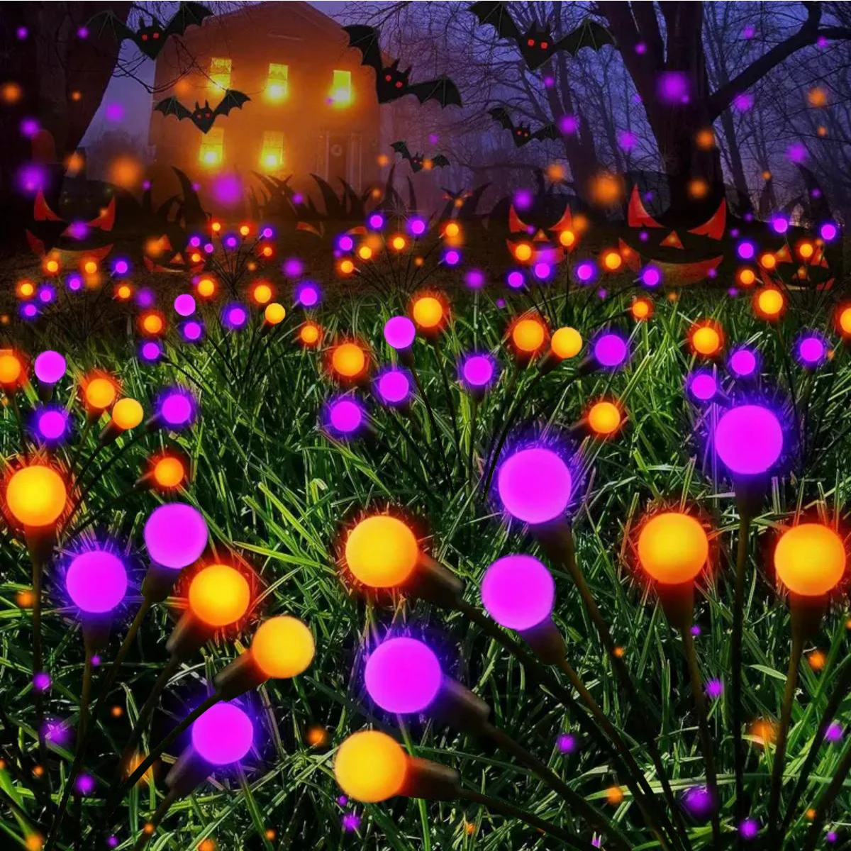 2pcs/set 10 LED Solar Firefly Garden Lights Sway by Wind Waterproof Stake Lights With 2 Modes Suitable For Home Garden Decor