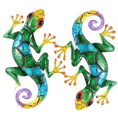 Metal Gecko Yard Garden Decoration for Outdoor Statues Home-garden Wall Decor Miniature Accessories