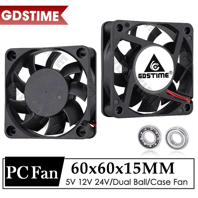 Gdstime 60MM Ventola 24V 12V 5V Ventola 60MMx15MM Brushless DC Ventola di raffreddamento assiale di scarico 6cm 6015 Dispositivo di raffreddamento per apparecchiature PC Raffreddamento CPU