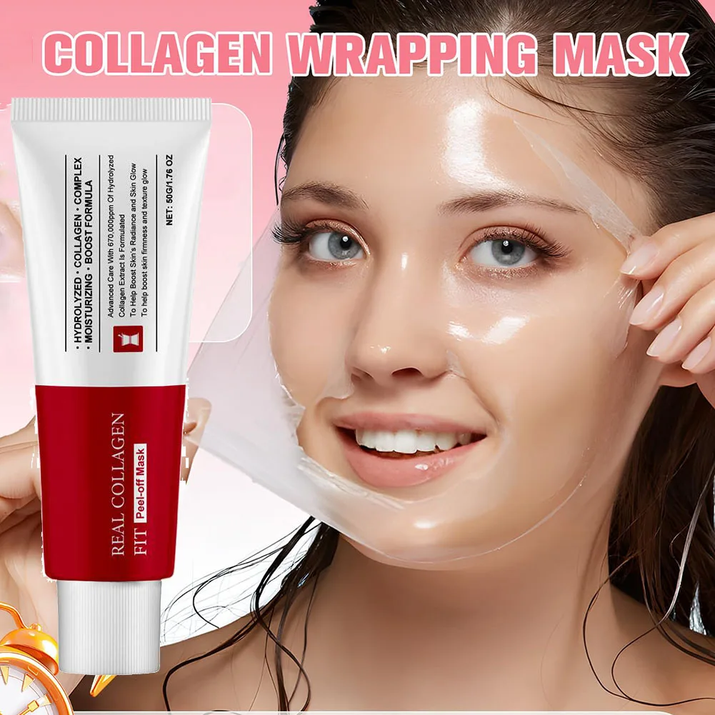 Maschera avvolgente al collagene, maschera viso staccabile per elasticità, idratante, bagliore, cura della pelle coreana, maschera avvolgente per la notte al collagene