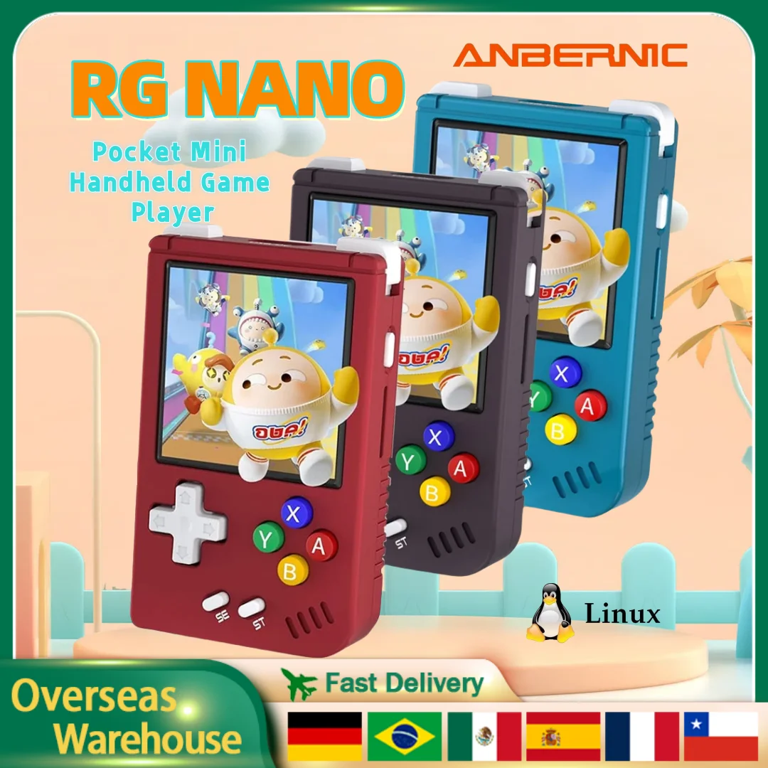 ANBERAlfred-Mini console de jeu portable RG CharacterMini, console de jeu classique, écran IPS 1.54 ", système Linux, cadeau pour enfants