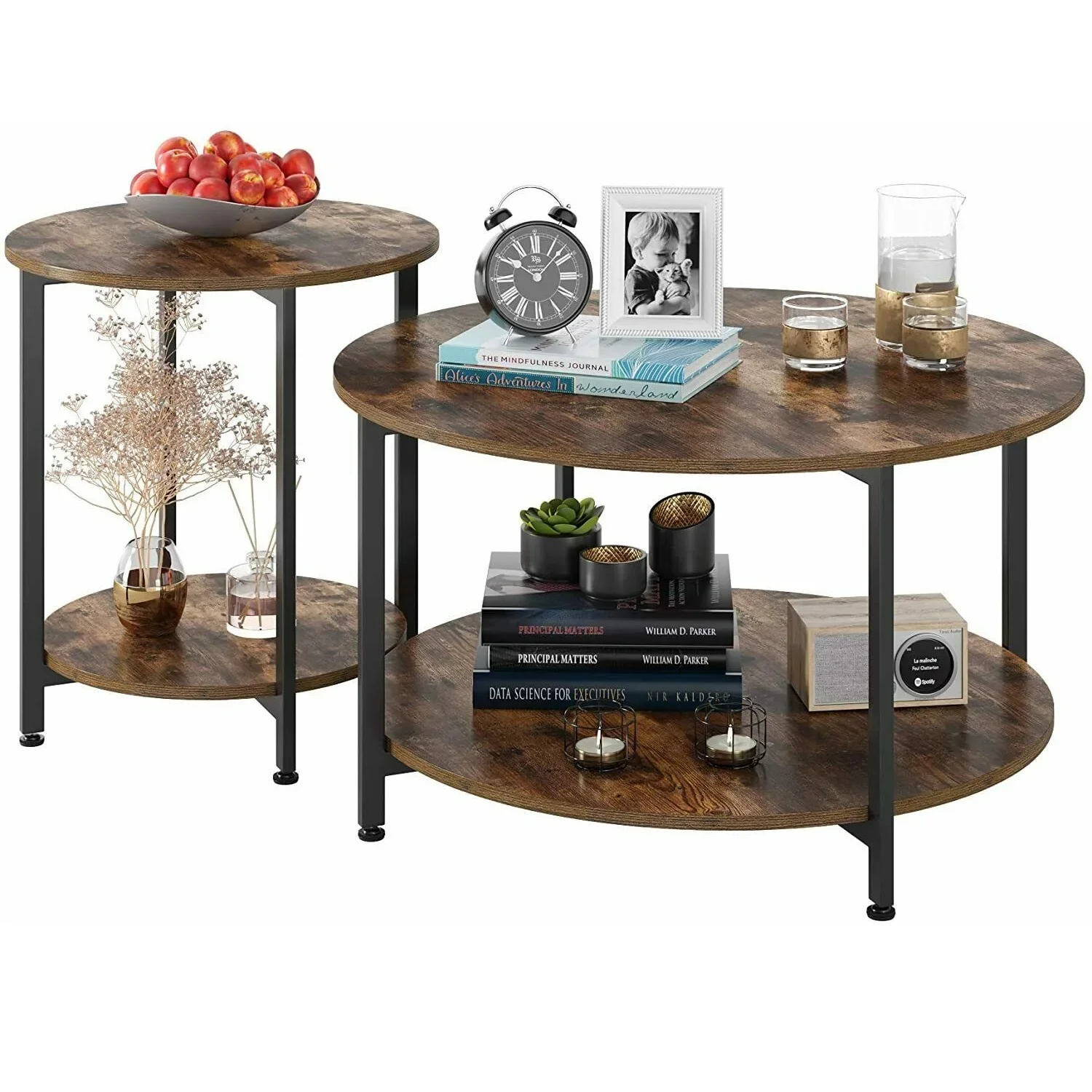 Zones fa-Ensemble de tables basses rondes, table de chevet, tables d