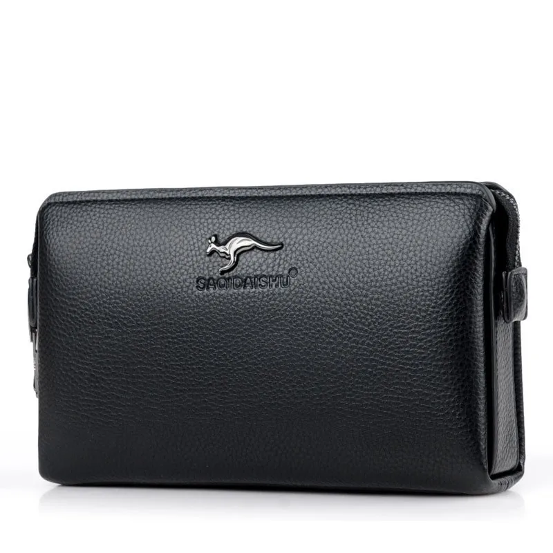 Nouvelle marque de luxe hommes pochette en cuir longue bourse mot de passe sac d