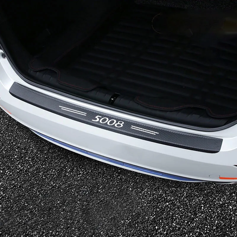 Bande de protection autocollante en Fiber de carbone pour voiture, seuil de porte automobile, pédale de bienvenue, anti-rayures, étanche, accessoires de voiture pour Peugeot 5008