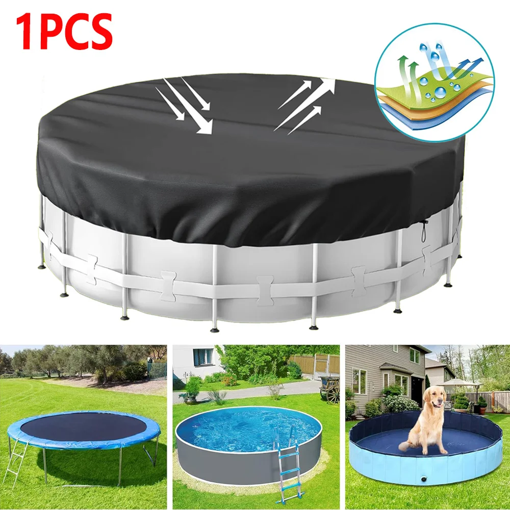 Couverture de piscine ronde d'été, 1 pièce, protection avec accessoires de couverture de piscine, bâche PE, idéale pour l'eau et la poussière