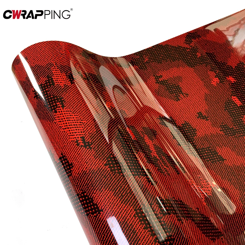 Autocollant de voiture rouge brillant, film camouflé, autocollants décoratifs bricolage, autocollants de carrosserie de moto, film de voiture pour moto, accessoires de voiture