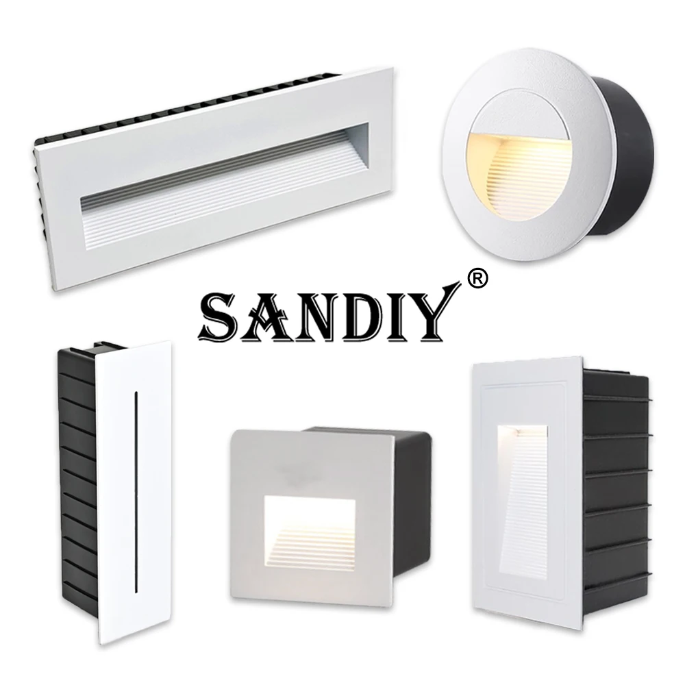 SANDIY Luminaires d'extérieur pour marches d'escalier Lampe applique murale blanche 12v Luminaires d'extérieur pour jardin Luminaires encastrés 110v 220v Luminaire de balcon Luminaires d'extérieur