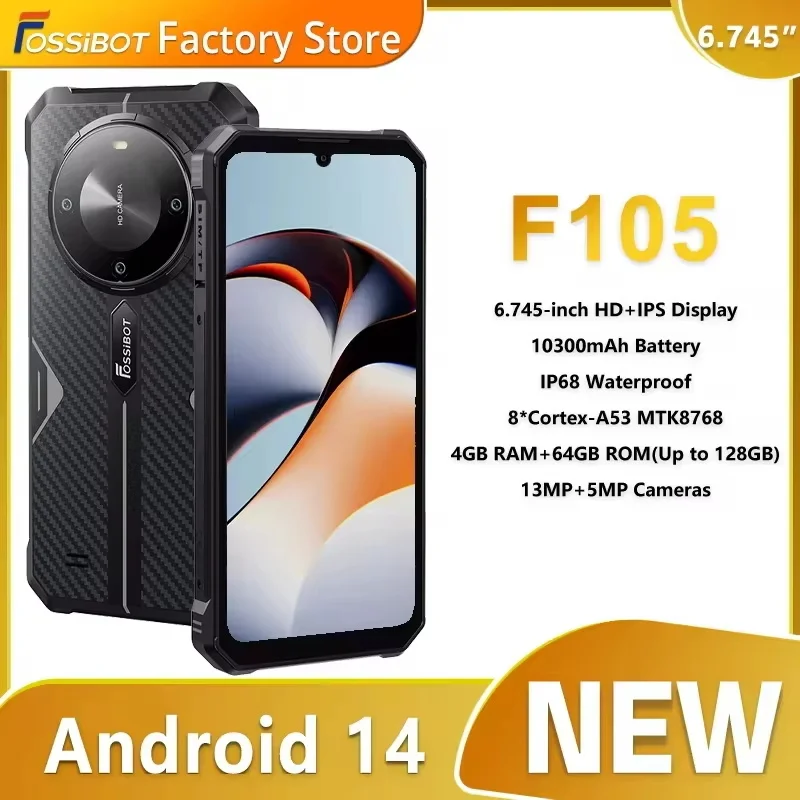 FOSSiBOT F105 Smartphone robuste Android 14 12GB + 64GB téléphone portable 6.745 