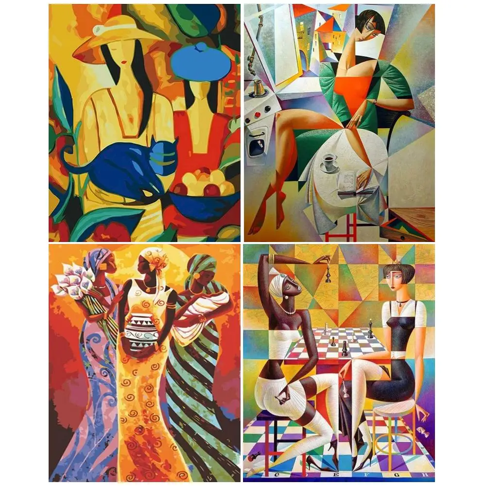 Cadre Gatyztoire bricolage abstrait femmes peinture par numéros mur Art photo peinture acrylique à la main pour les décors à la maison bricolage cadeau