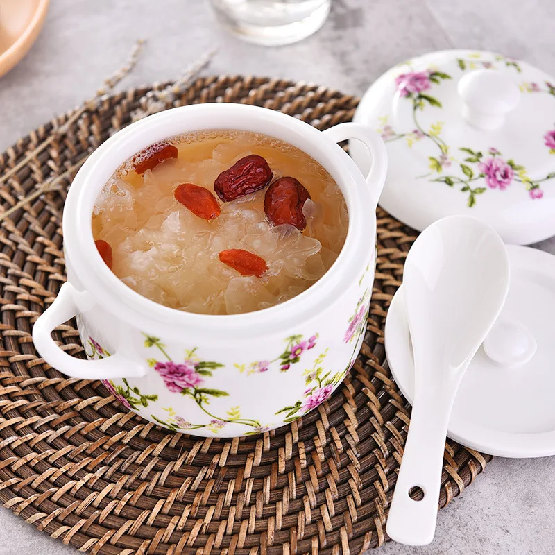 Petit marmite à ragoût en céramique avec couvercle, bol à soupe à vapeur, tasse à vapeur pour œufs de cuisine à domicile, herbes médicinales, tonique nid d'oiseau