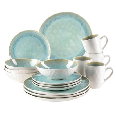 Kombiservice MÄSER "FROZEN, Kombiservice, Steinzeug", grün, 16 tlg., Steinzeug, Geschirr-Sets, Geschirr-Set, Service Image