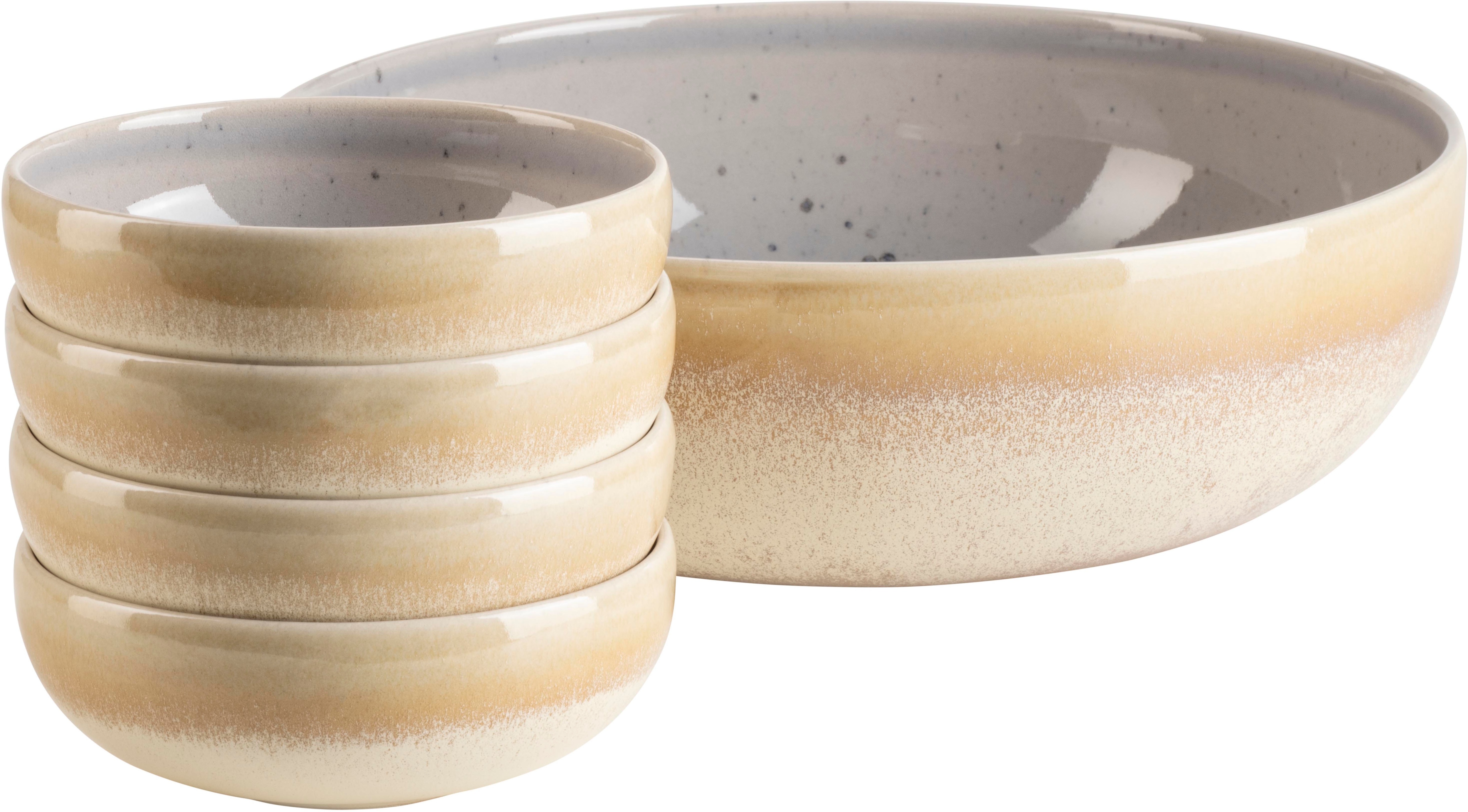 Salatschüssel MÄSER "Candy, Schüssel Set, aus Steinzeug", lila (flieder), H:8,3cm Ø:26cm, Steinzeug, Schüsseln Image