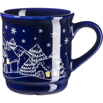 Becher MÄSER "Glühweinbecher mit weihnachtlichem Motiv, aus Steinzeug", blau, B:11cm H:8,5cm Ø:8cm, Steinzeug, Trinkgefäße, 12er Set Image