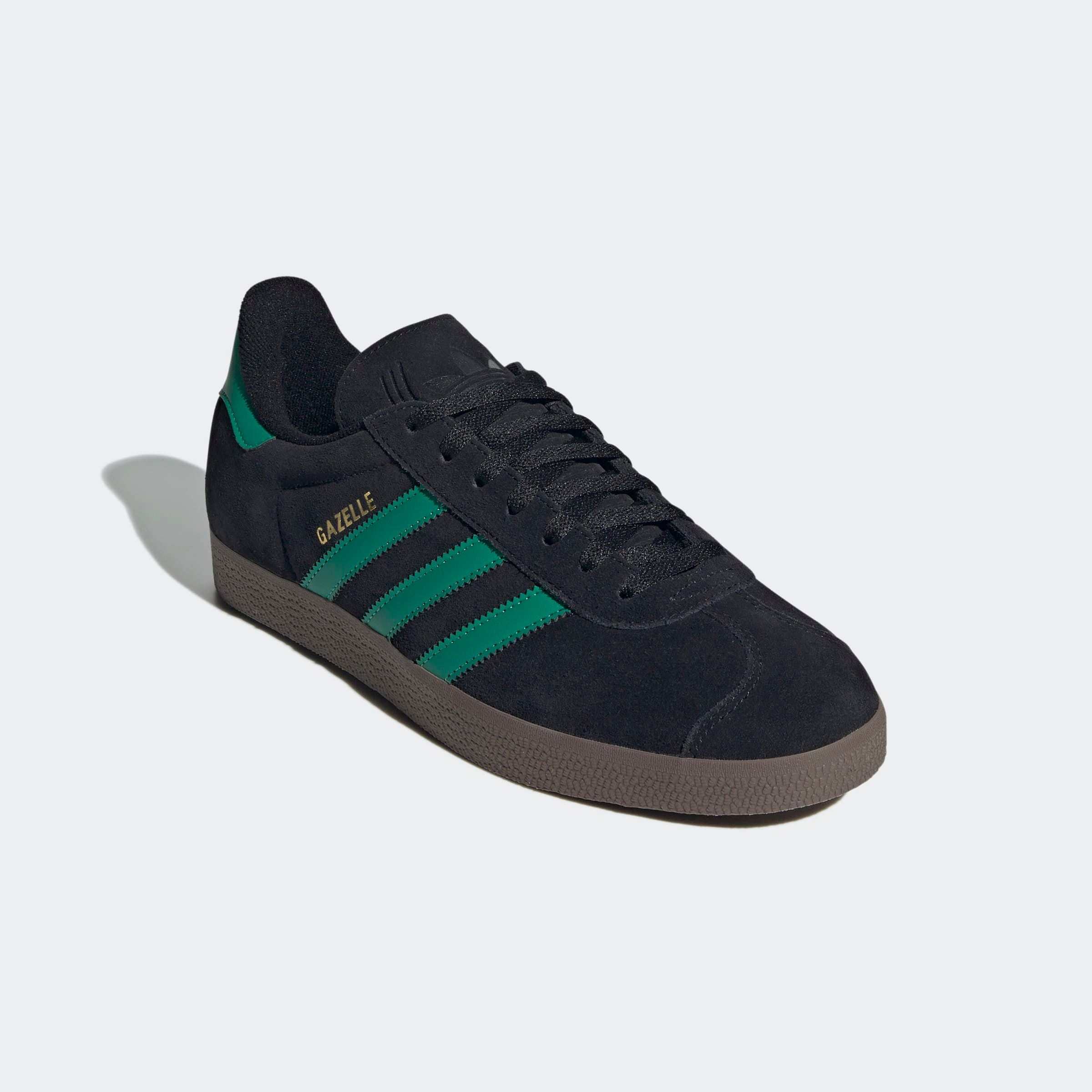 Sneaker ADIDAS ORIGINALS "GAZELLE", Herren, Gr. 38,5, weiß (core schwarz, court grün, cloud weiß), Leder, Synthetik, Schuhe Sneaker