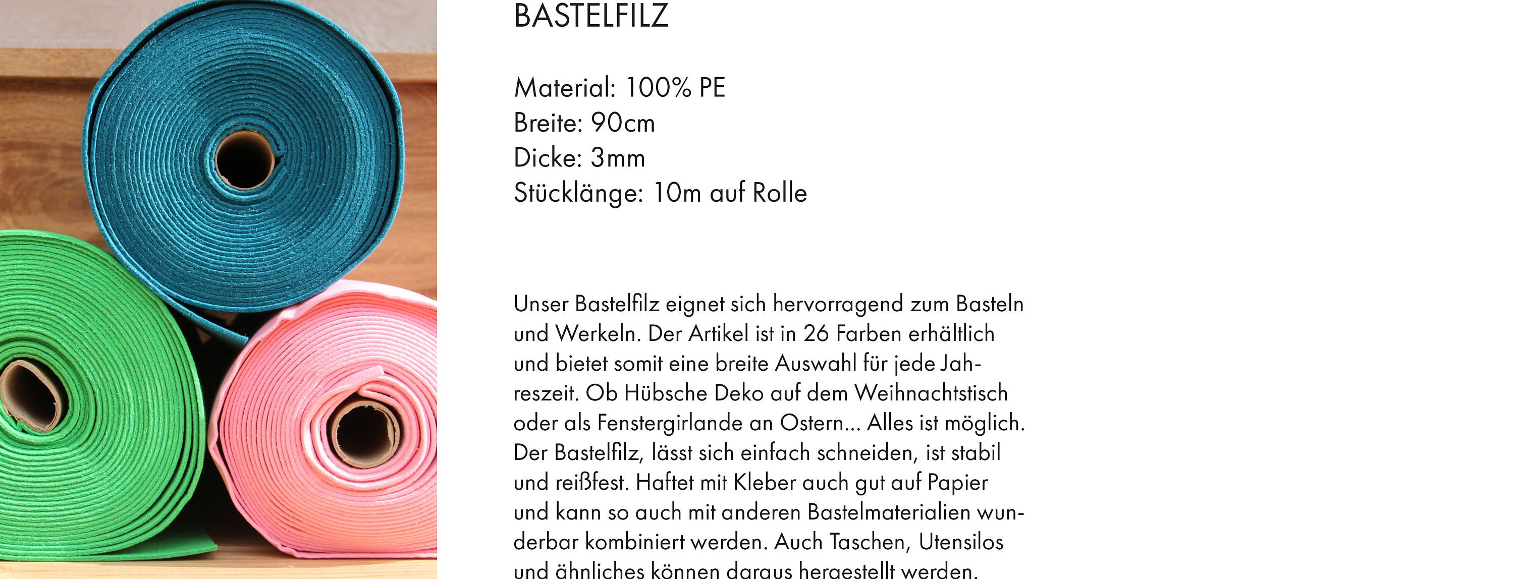 Feltro artigianale di alta qualità, spessore 3 mm, 450 g/m² - feltro per borse - larghezza 90 cm - incrementi di 25 cm - venduto al metro