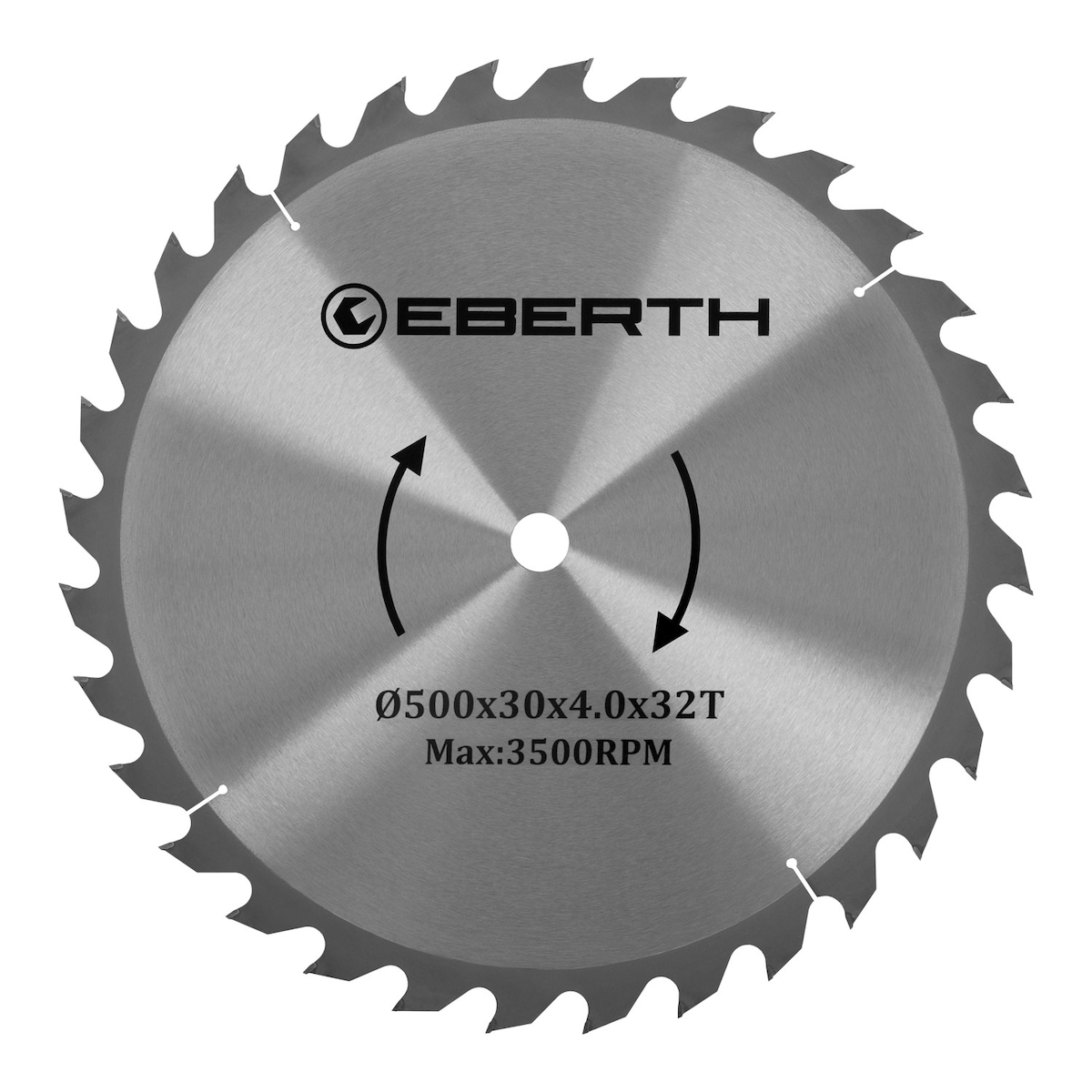 EBERTH Kreissägeblatt 500mm, 32 Zähne, Hartmetall, für Holz-Schnitte, 30mm Bohrung, 3500 RPM Image