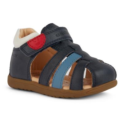 Lauflernschuh GEOX "B SANDAL MACCHIA BOY", Kinder, Gr. 23, blau (navy, hellblau), Leder, Synthetik, klassisch, Schuhe, S