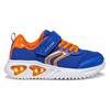Sneaker GEOX "J ASSISTER BOY Blinkschuh", Kinder, Gr. 31, blau (blau, orange), Textil, Synthetik, sportlich, Schuhe, Sportschuh, Klettschuh mit auffällig blinkender Sohle
