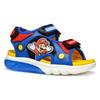 Sandale GEOX "J SANDAL CIBERDRON B Blinkschuh", Kinder, Gr. 35, blau (blau, rot), Synthetik, Textil, sportlich, Schuhe, Klettschuh in buntem Design mit Super Mario Motiv und Blinkfunktion