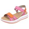 Riemchensandale REMONTE "Elisabeth Hurley-Collection", Damen, Gr. 39, pink (pink, orange), Leder, casual, Schuhe, Keilabsatz, Klettschuh, Sandalette mit Plateausohle