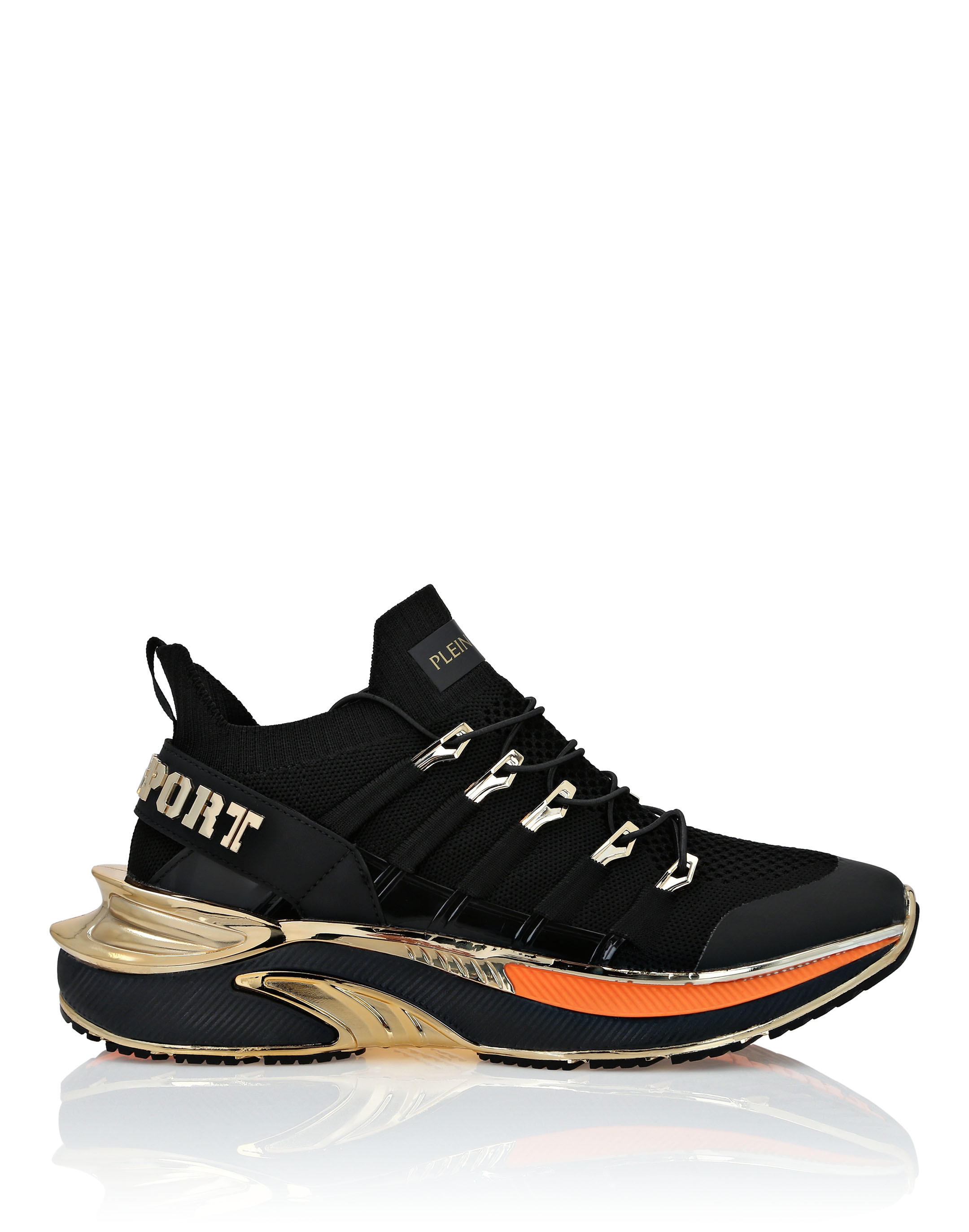 Sneaker PLEIN SPORT "Chrome Surfer", Gr. 45, Normalschaft, orange (0286, schwarz, orangefluo), Schuhe