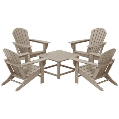 Polytrends Altura Outdoor 5-Piece Adirondack Chair With Square Coffee Table Conversation Set