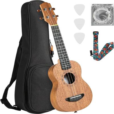 TEMU 1pc Liferun 21 Inch Ukulele Set With Gig Bag, Strap, Picks, And Extra Strings - Concert Ukulele For Beginners, Fingerboard, Hawaiian Guitar, Ideal Christmas Gift