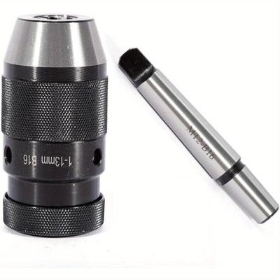 TEMU Keyless Drill Chuck Mk2-b16 Self-clamping Drill Chuck 1-13 Mm Clamping Range + Taper Mandrel Alloy For Lathe Drill Image